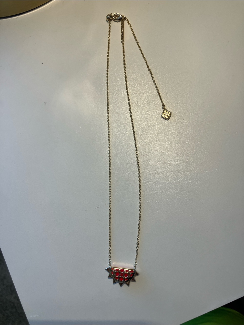 Kendra Scott Pink Kyocera Opal Sunburst Half Moon Necklace - Picture 4 of 5